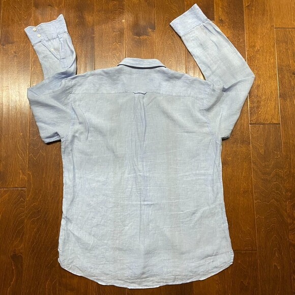 Burma Bibas 100% Linen Casual Button Down Baby Blue Shirt Men's Size XL - Picture 4 of 8